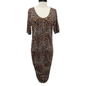 Motherhood Maternity Stretchy Leopard Dress w/Side Ruching